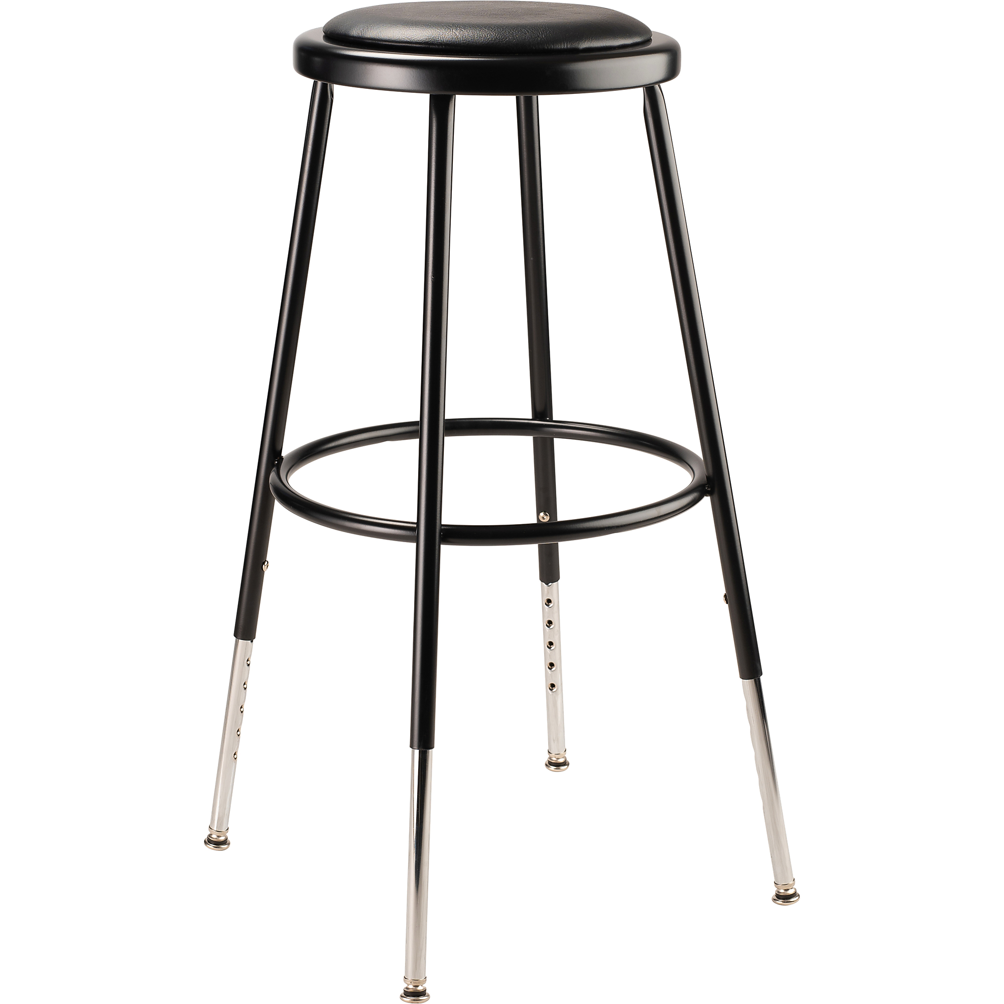 National Public Seating, 24.5 -32.5in.H Adjust Vinyl Steel Stool, Primary Color Black, Included (qty.) 1, Seating Type Office Stool, Model# 6424H-10